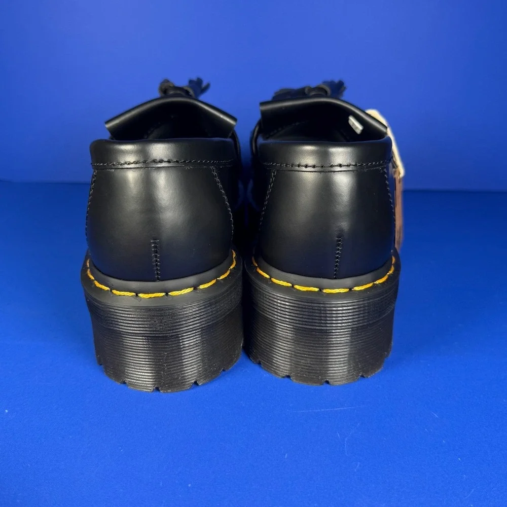 Dr Martens Adrian Quad‎ Shoes Mens 7 Womens 8 Black Leather Platform Tassle